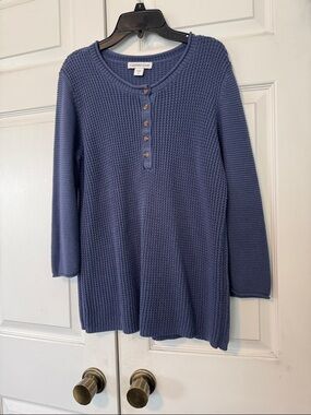 Coldwater Creek Periwinkle Knit Henley Tunic M